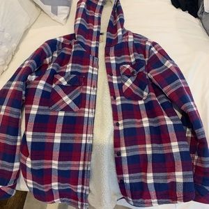 Unisex fuzzy flannel with hood